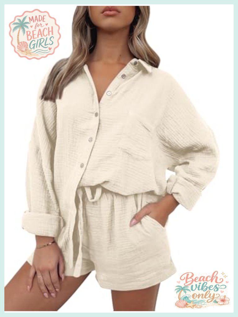 2 Piece Pajama Set Women Matching Cotton Lounge Shorts Set